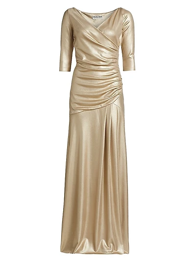 Koichi Metallic Draped Gown