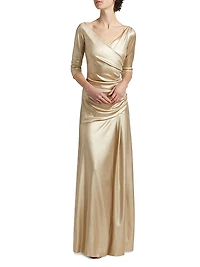 Koichi Metallic Draped Gown