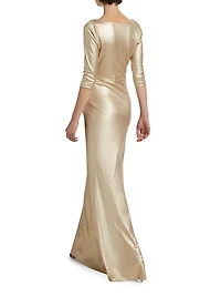 Koichi Metallic Draped Gown