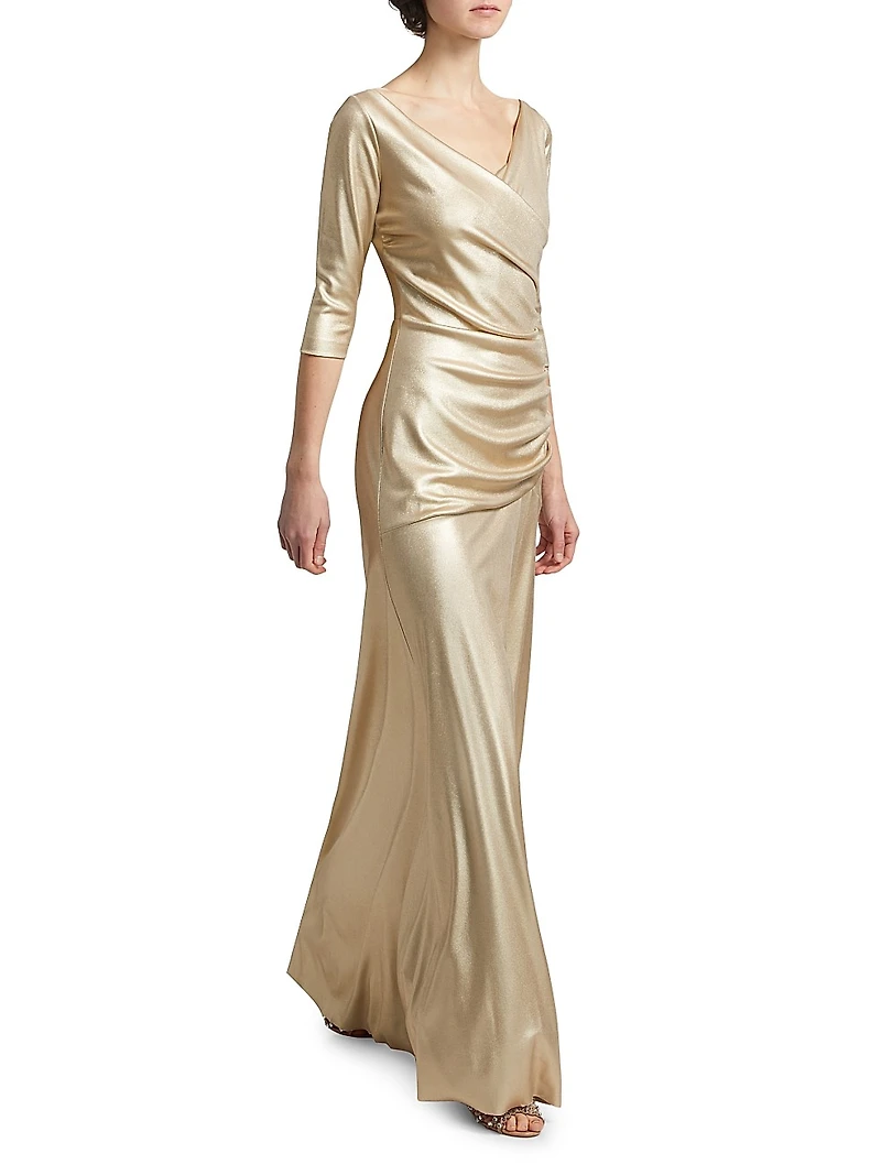 Koichi Metallic Draped Gown