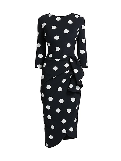 Wang Polka Dot Draped Sheath Dress