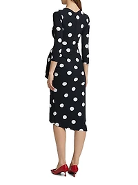 Wang Polka Dot Draped Sheath Dress