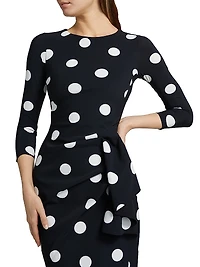 Wang Polka Dot Draped Sheath Dress