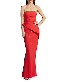 Taro Embellished Peplum Gown