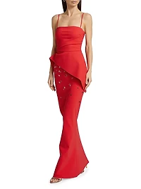 Taro Embellished Peplum Gown