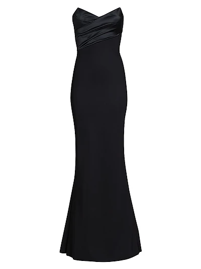Bairei Ra Strapless Satin Gown