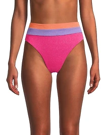 Heidi Metallic Colorblocked Bikini Bottom