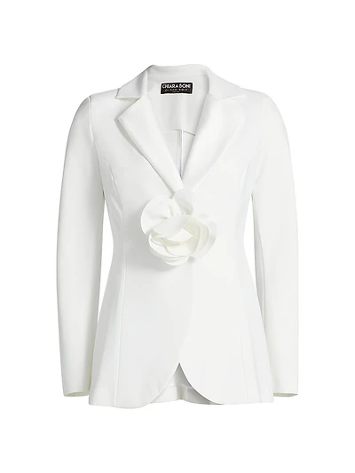 Ospit Ra Floral Appliqué Blazer
