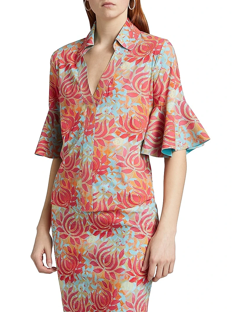 Jinza Floral Bell-Sleeve Blouse