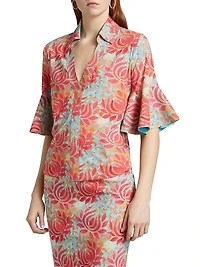 Jinza Floral Bell-Sleeve Blouse