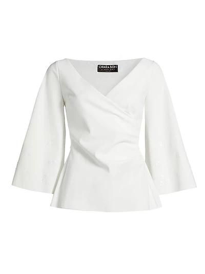 Mason Sequined Ruched V-Neck Top