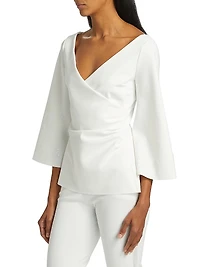 Mason Sequined Ruched V-Neck Top