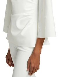 Mason Sequined Ruched V-Neck Top