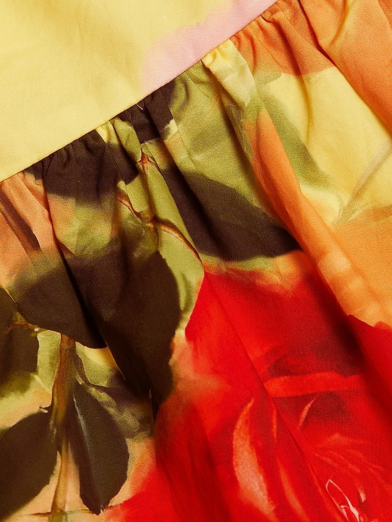 Willa Floral Strapless Ruffle Gown