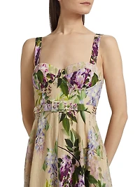 Calypso Floral Linen Midi-Dress