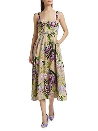 Calypso Floral Linen Midi-Dress