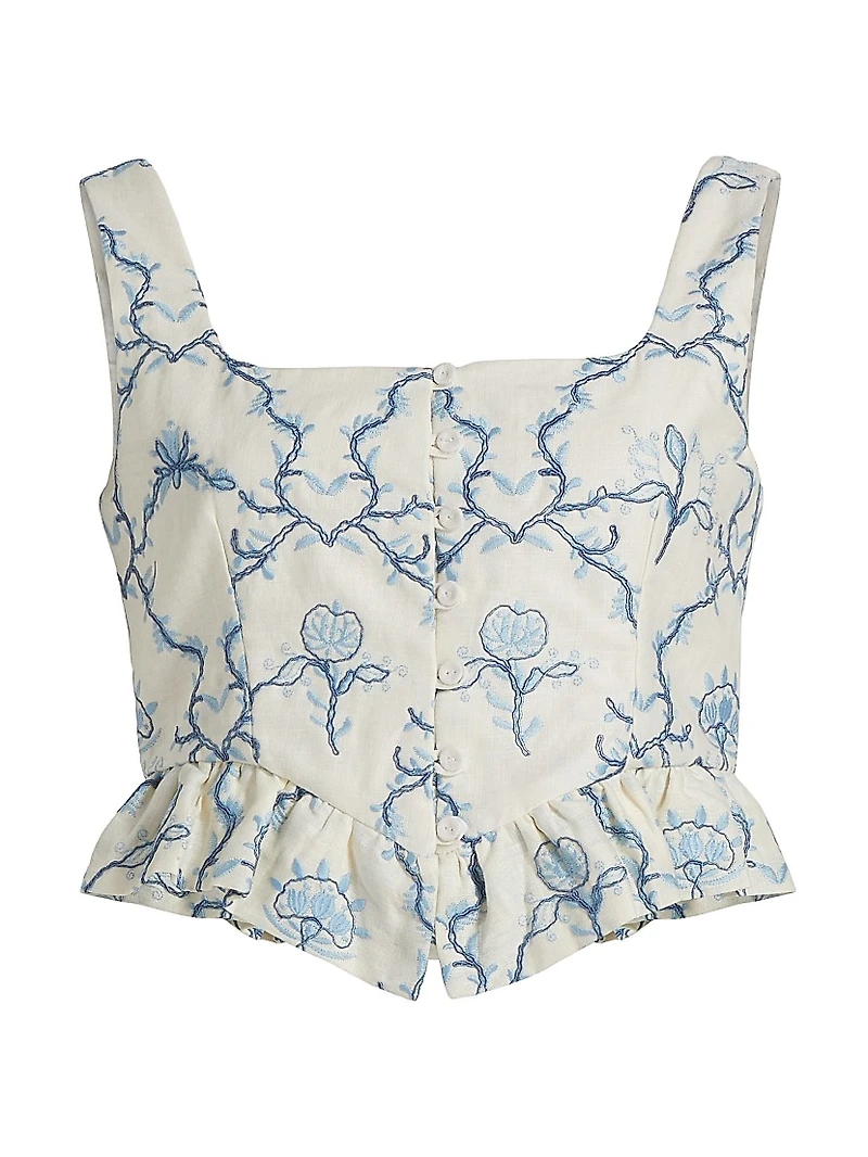 Eslabon Floritura Linen Top