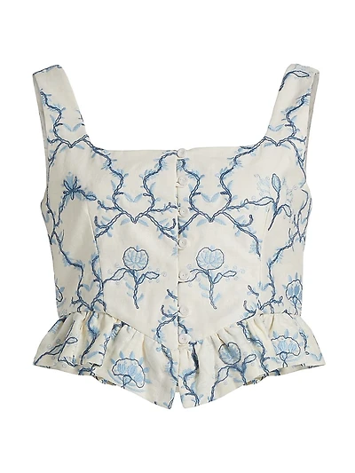 Eslabon Floritura Linen Top