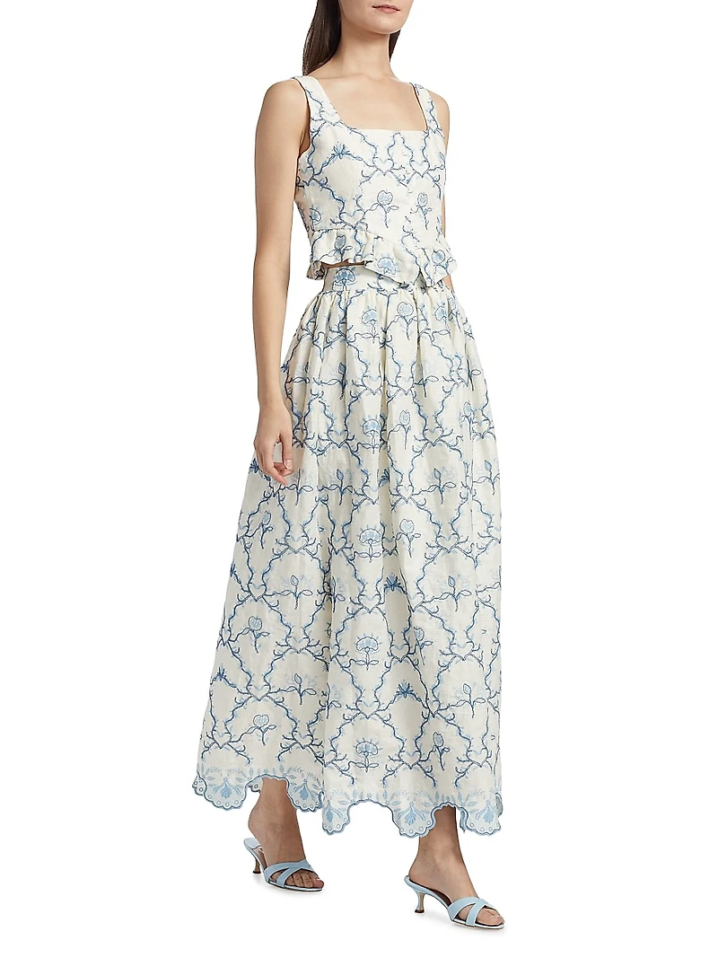 Eslabon Floritura Linen Top