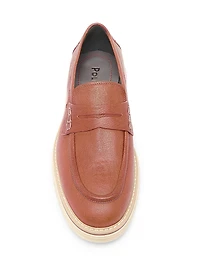 Contrast Sole Leather Loafers