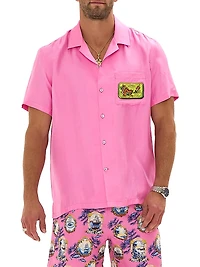 Salty Splendour Silk Short-Sleeve Camp Shirt