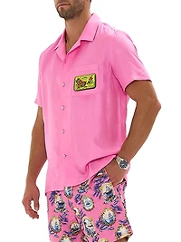 Salty Splendour Silk Short-Sleeve Camp Shirt