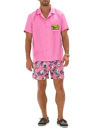 Salty Splendour Silk Short-Sleeve Camp Shirt