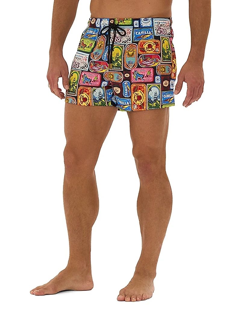 Saldomar Printed Drawstring Swim Shorts