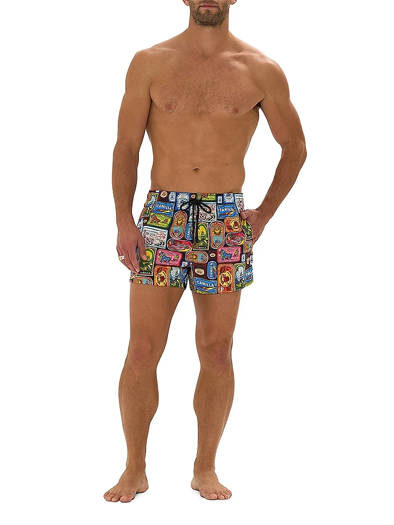 Saldomar Printed Drawstring Swim Shorts