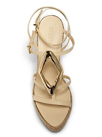 Amarilis Leather & Raffia Wedge Sandals