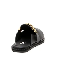 Sporty Logo-Accented Leather Mules