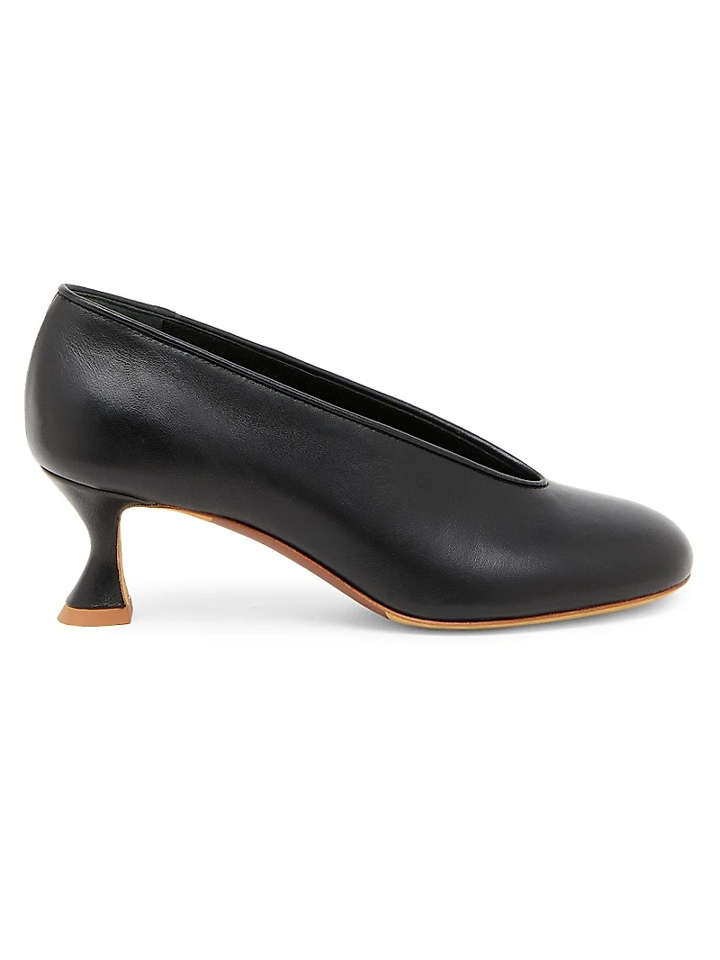 55MM Duck-Heel Leather Pumps