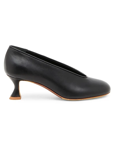 55MM Duck-Heel Leather Pumps