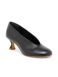 55MM Duck-Heel Leather Pumps