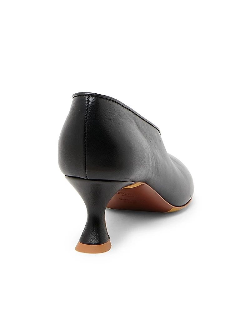 55MM Duck-Heel Leather Pumps