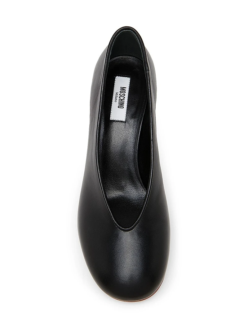 55MM Duck-Heel Leather Pumps
