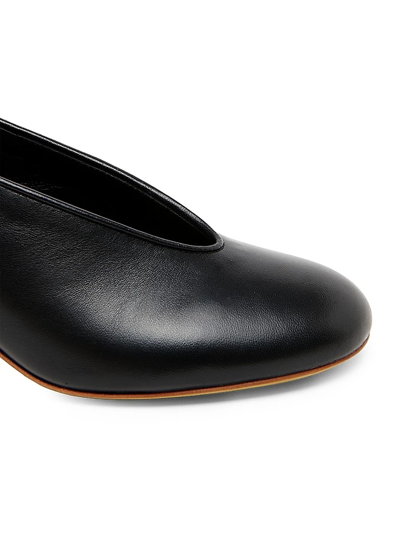 55MM Duck-Heel Leather Pumps