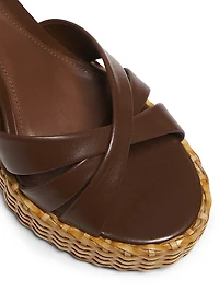 Keefa Leather & Straw Block-Heel Sandals