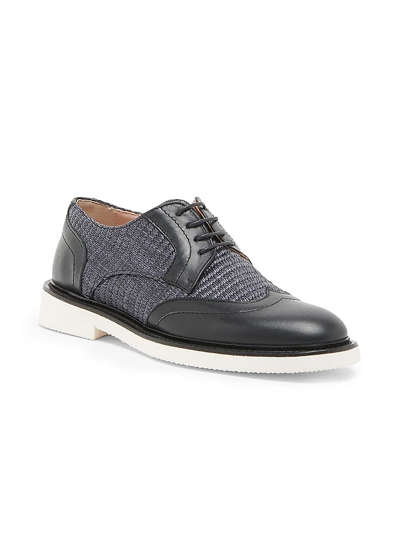 Mannish Raffia & Leather Oxfords