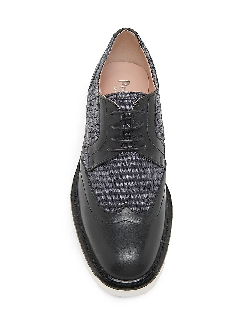 Mannish Raffia & Leather Oxfords