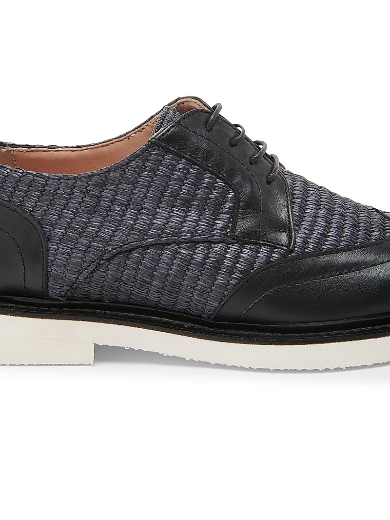 Mannish Raffia & Leather Oxfords