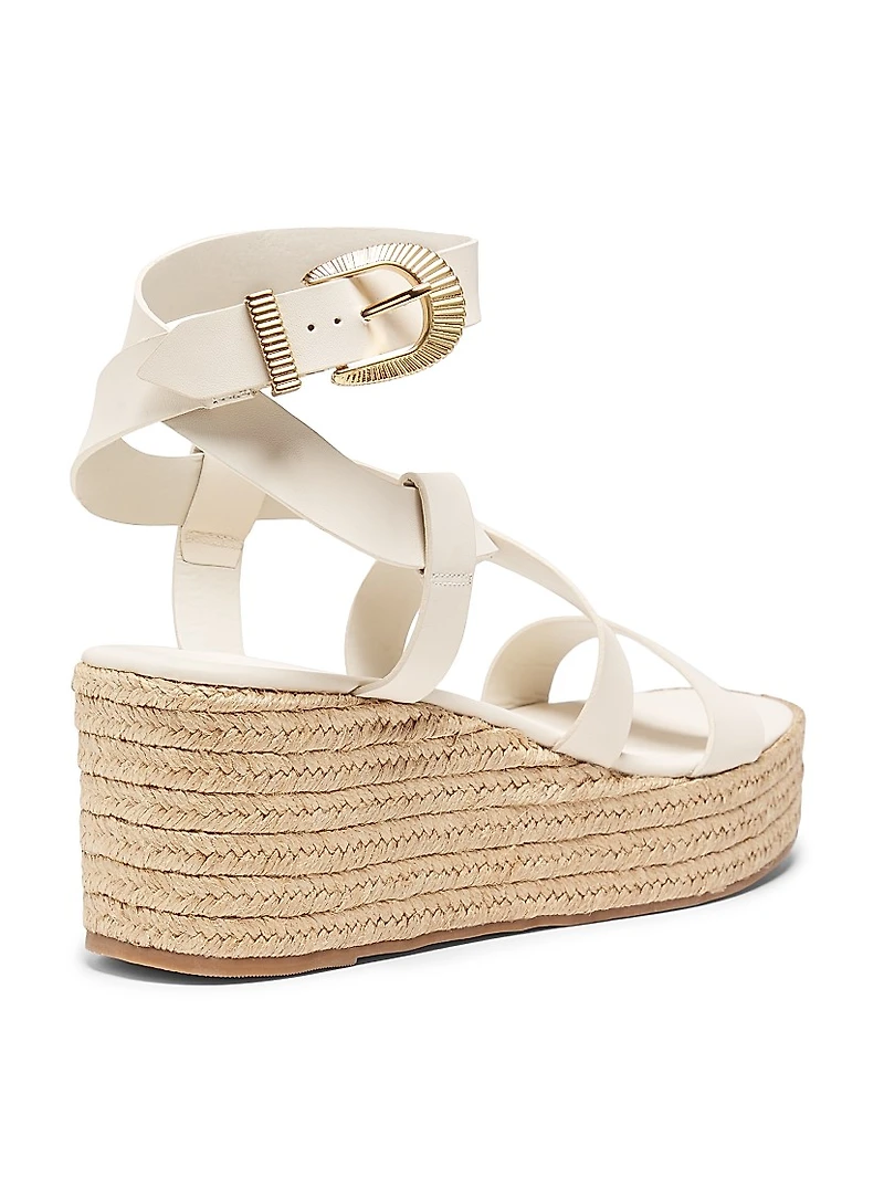 Harper Leather & Raffia Sandals
