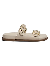 Blake Embellished Leather Flat Sandals