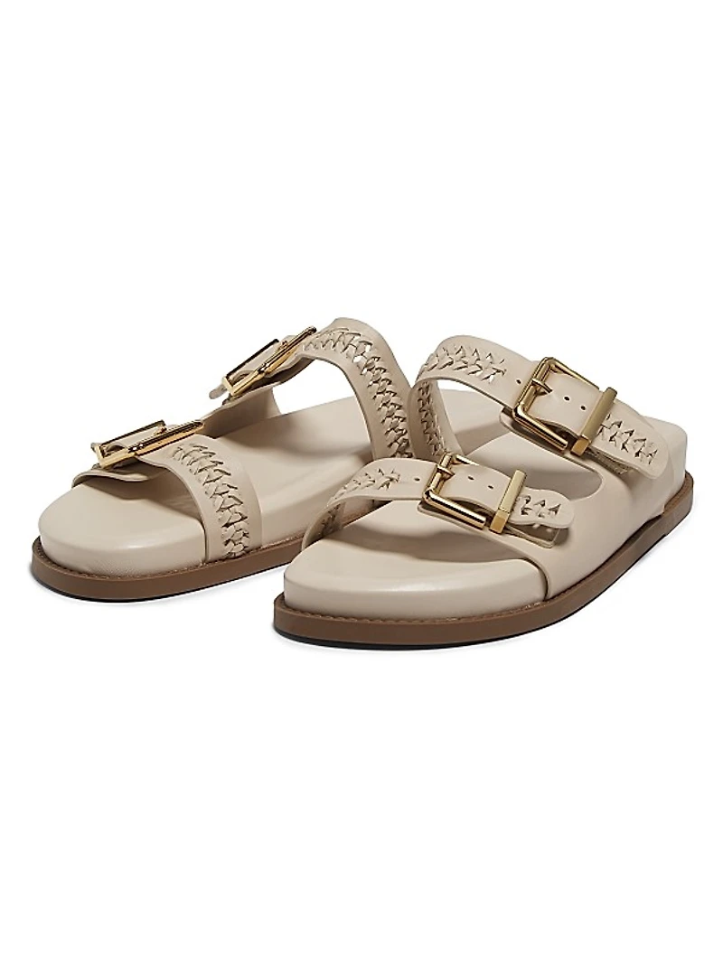 Blake Embellished Leather Flat Sandals