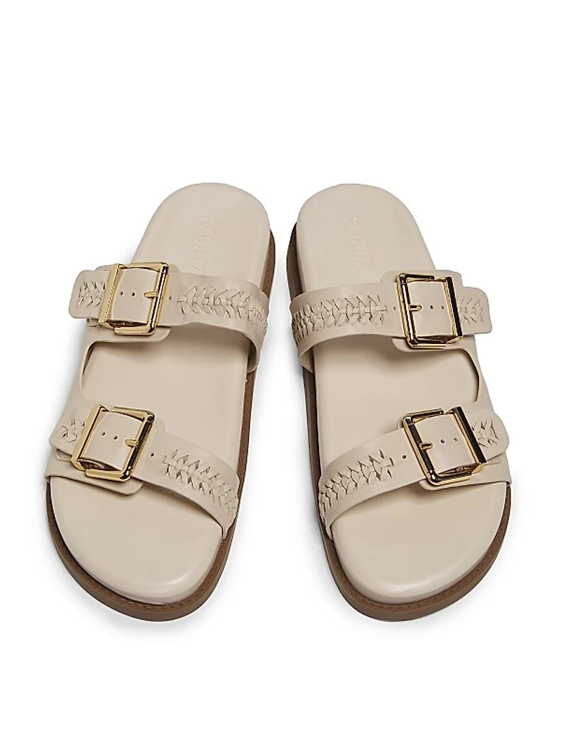 Blake Embellished Leather Flat Sandals