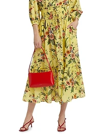 Cece Floral Cotton Voile Midi-Skirt