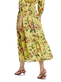 Cece Floral Cotton Voile Midi-Skirt