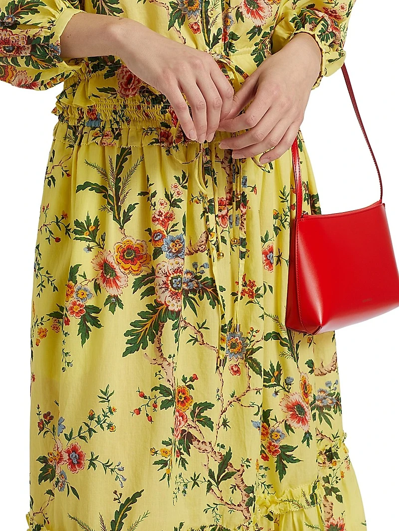 Cece Floral Cotton Voile Midi-Skirt