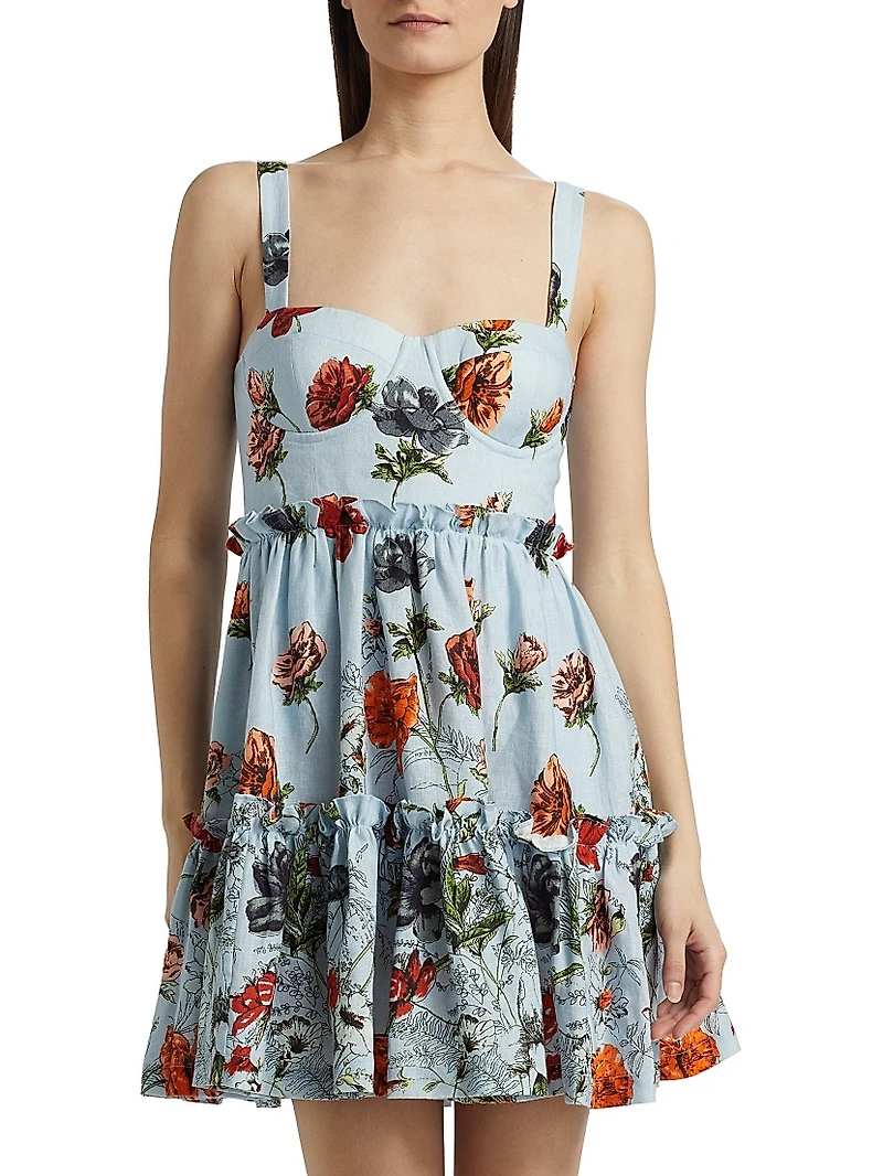 Audrey Floral Linen Minidress