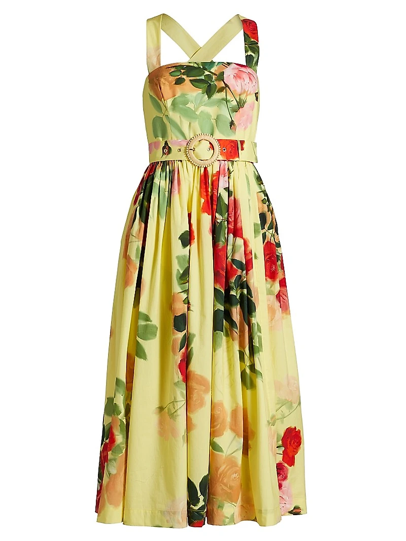 Julie Floral Cotton Midi-Dress